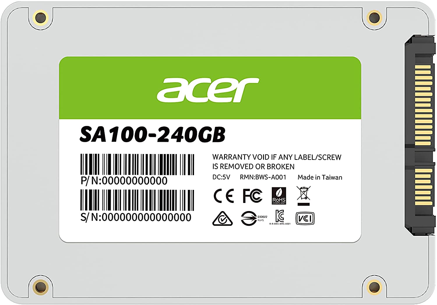 Disco solido ACER Sa100 480Gb SATA3 2.5 SSD       