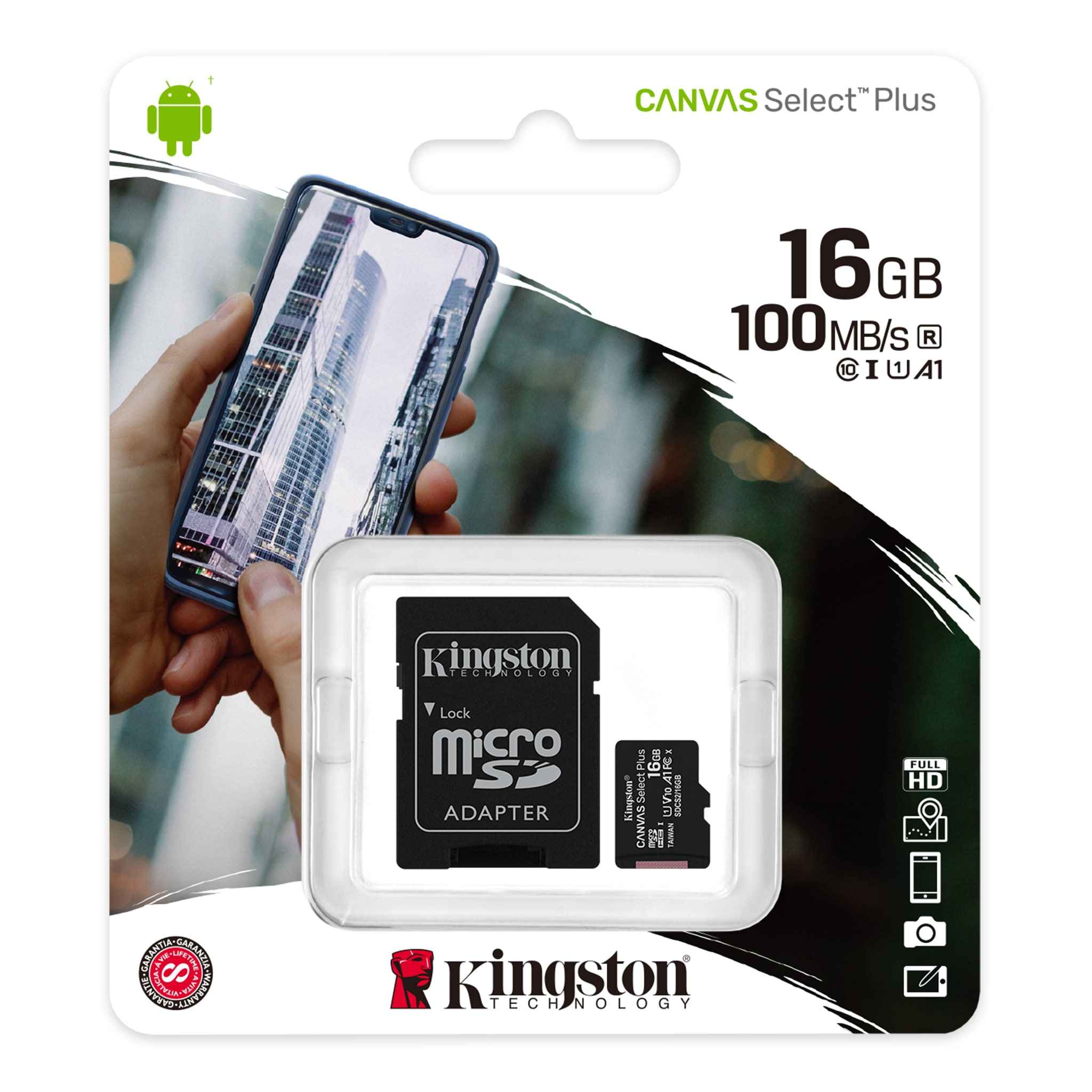 Memoria Micro/SD Kingston clase 10 Select Plus 16GB