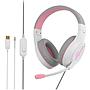 Auriculares gamer Meetion MT-HP021 (blanco y rosado)